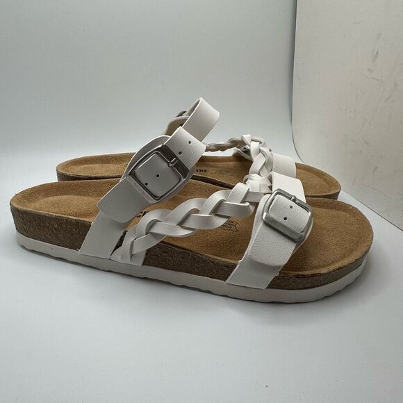 CUSHIONAIRE Women's Cork footbed Sandal with +Comfort 9.5 WIDE WHITE - Picture 1 of 7